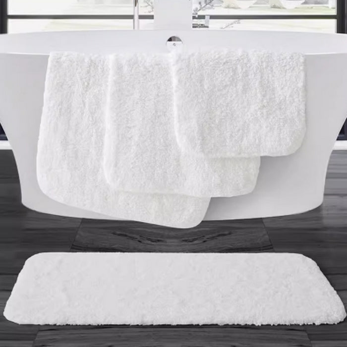 Classic White / Gentleman’s Grey Cotton Shag Mat – 450-1,200 gsm, 40×60 / 50×80 / 60×90 cm, Thick & Absorbent, Non-Slip Backing, Custom Size ≥100 pcs