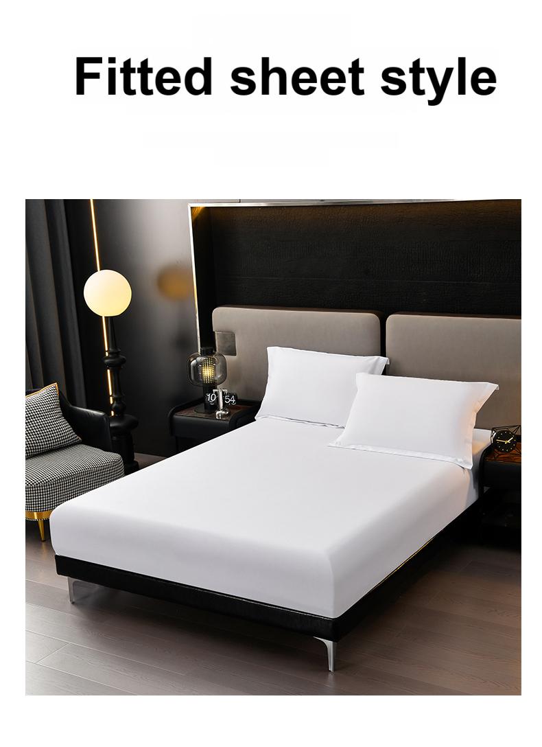 300TC Cotton Solid 4-Piece Bedding Set | Deep-Pocket Fitted Sheet MOQ 50 pcs