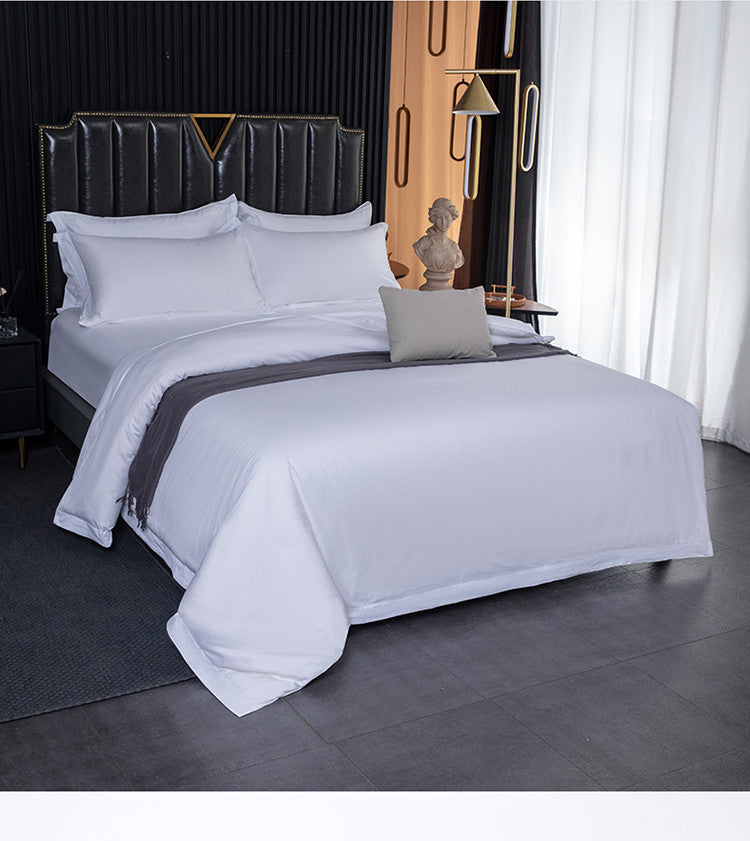 300TC Cotton Solid 4-Piece Bedding Set | Deep-Pocket Fitted Sheet MOQ 50 pcs