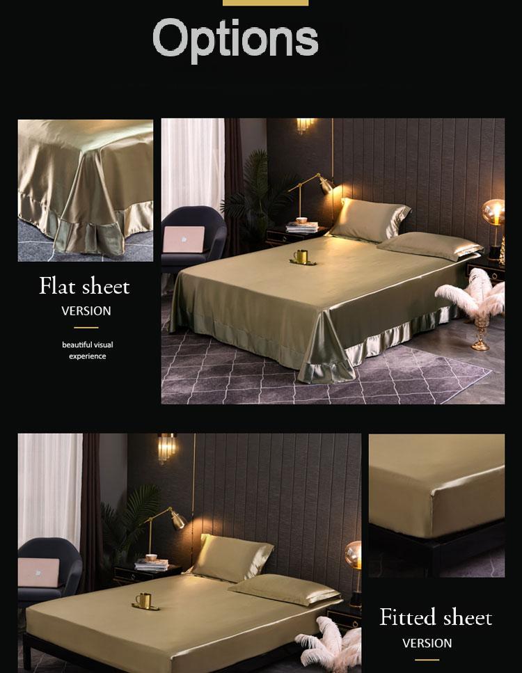 Luxury Washable Silk Bedding Set – 4-Pc Pure Silk-Slip Finish, Lightweight & Breathable, Solid Color Tencel Series, Hotel-Grade Soft, Queen/King Size