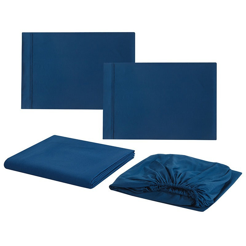 300TC Cotton Solid 4-Piece Bedding Set | Deep-Pocket Fitted Sheet MOQ 50 pcs