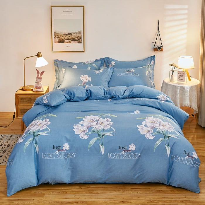 100% Cotton Bed Sheet Set 1.5 m | Pre-shrunk 128×68 | Tropical Leaf Print | AB-Design | Machine-Wash 80 ℃ | DDP 7-12 Days