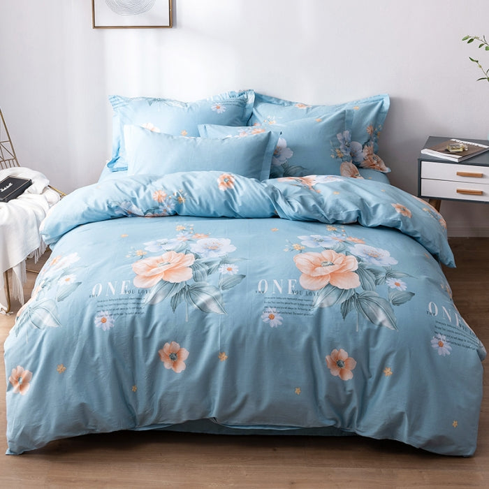 100% Cotton Bed Sheet Set 1.5 m | Pre-shrunk 128×68 | Tropical Leaf Print | AB-Design | Machine-Wash 80 ℃ | DDP 7-12 Days