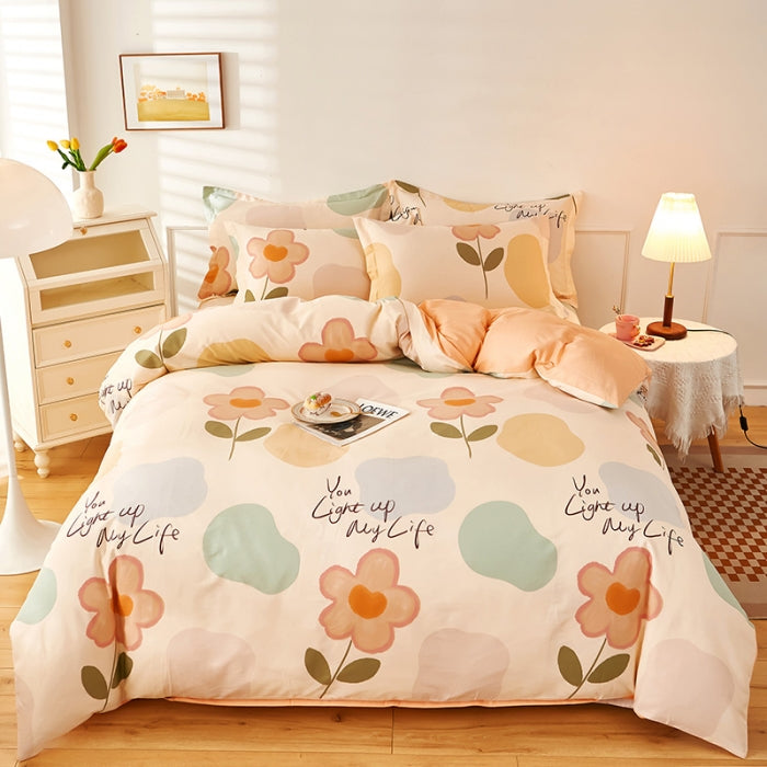 100% Cotton Bed Sheet Set 1.5 m | Pre-shrunk 128×68 | Tropical Leaf Print | AB-Design | Machine-Wash 80 ℃ | DDP 7-12 Days