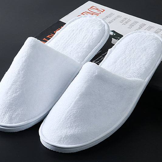 500-Pairs Wholesale Disposable Anti-Slip Slippers – Hotel/Spa Premium, Thick Foam Sole, Velvet Finish, Logo-Print Ready, One-Size Fits All