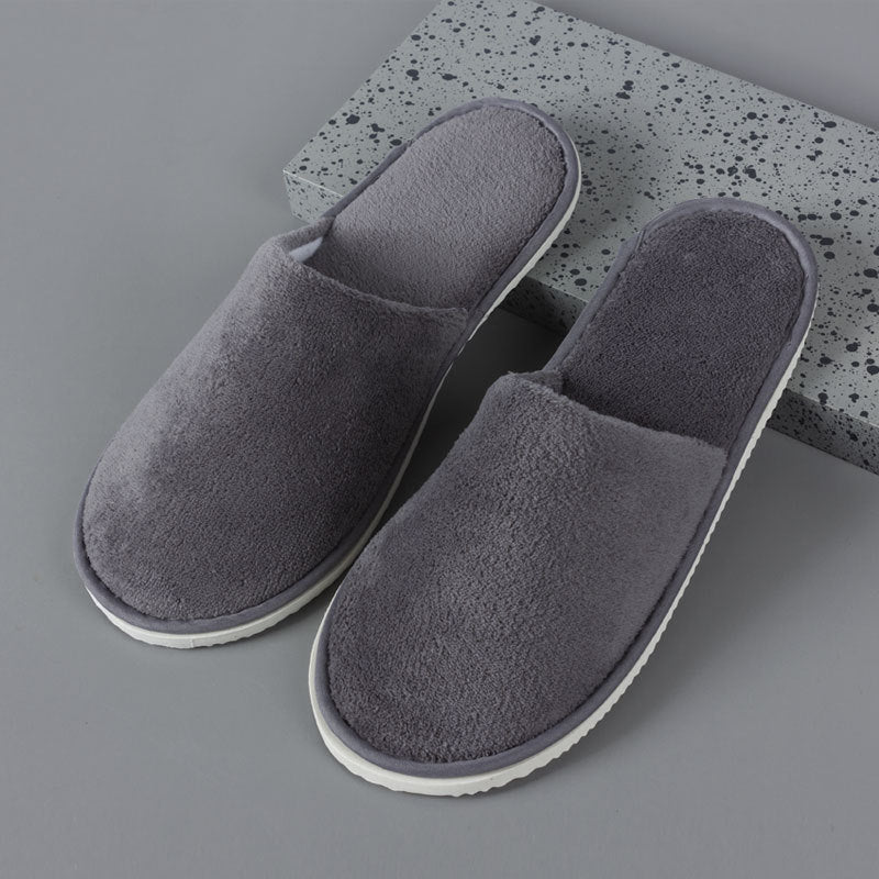 500-Pairs Wholesale Disposable Anti-Slip Slippers – Hotel/Spa Premium, Thick Foam Sole, Velvet Finish, Logo-Print Ready, One-Size Fits All