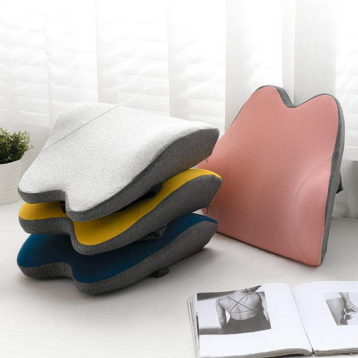 Memory Foam Lumbar Support Pillow 44×38 cm | Ergonomic Back Cushion for Office Chair/Car Seat | Slow-Rebound 45D | Washable Cover | Relief