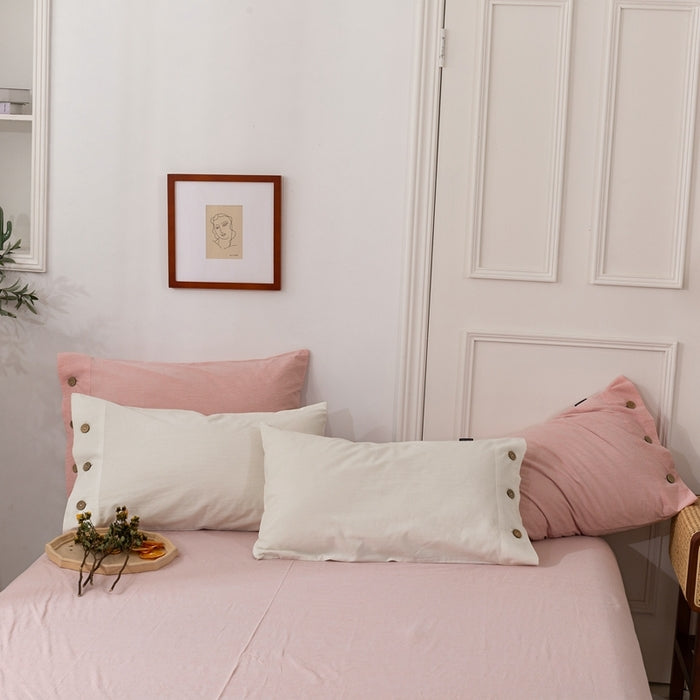 Cotton-Linen Pillowcase Set of 2 48x74cm | French Flax & Cotton Blend | Hidden YKK Zipper | Cool & Breathable Sleep