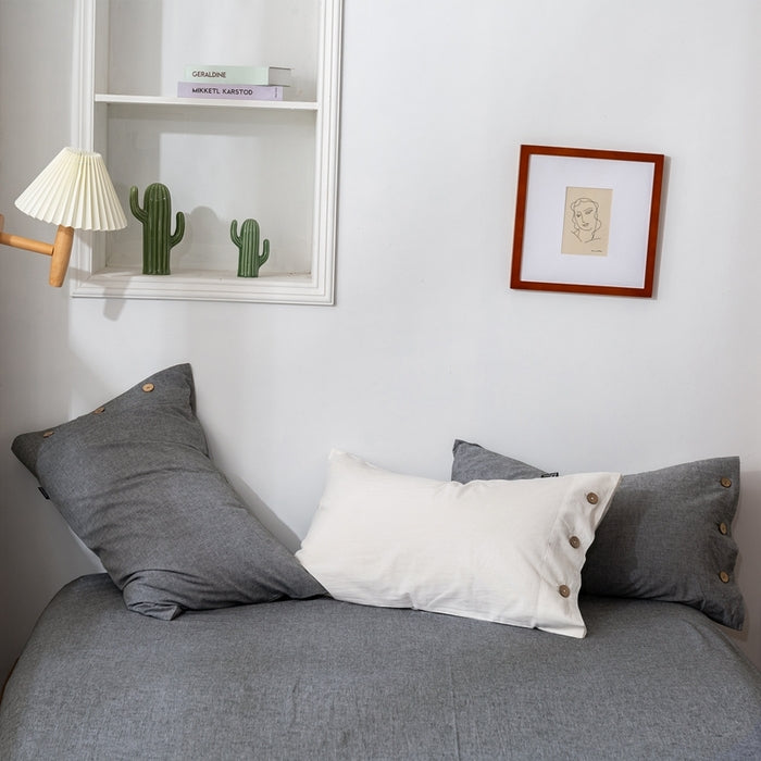 Cotton-Linen Pillowcase Set of 2 48x74cm | French Flax & Cotton Blend | Hidden YKK Zipper | Cool & Breathable Sleep