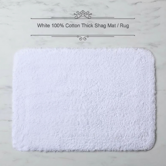 Classic White / Gentleman’s Grey Cotton Shag Mat – 450-1,200 gsm, 40×60 / 50×80 / 60×90 cm, Thick & Absorbent, Non-Slip Backing, Custom Size ≥100 pcs