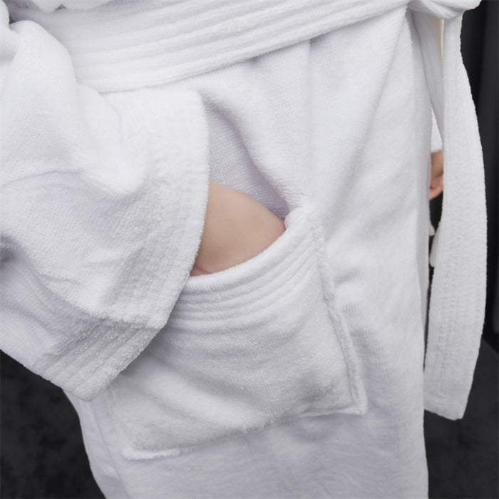 Long-Staple Cotton 500 gsm Velour Hotel Bathrobe – Shawl Collar, Belt + Inner Tie, Hanger Loop, Luxury Absorbent Spa Robe