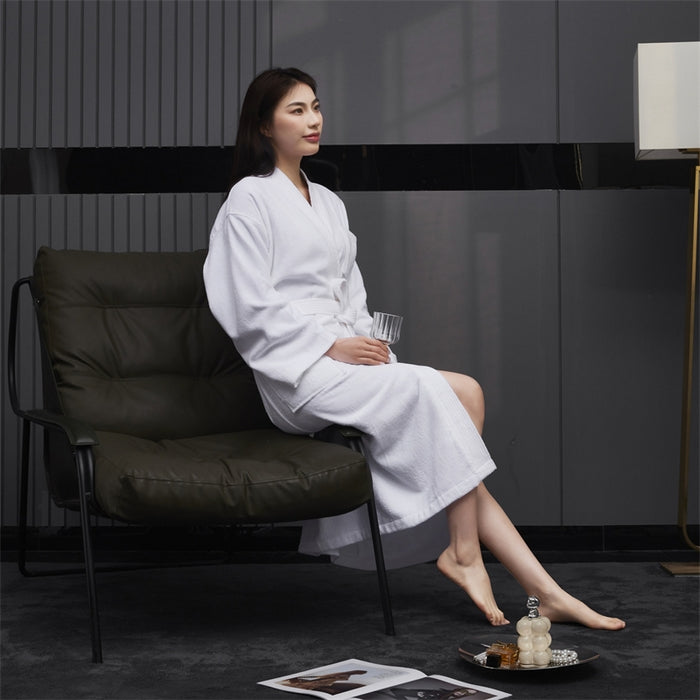 Long-Staple Cotton 500 gsm Velour Hotel Bathrobe – Shawl Collar, Belt + Inner Tie, Hanger Loop, Luxury Absorbent Spa Robe