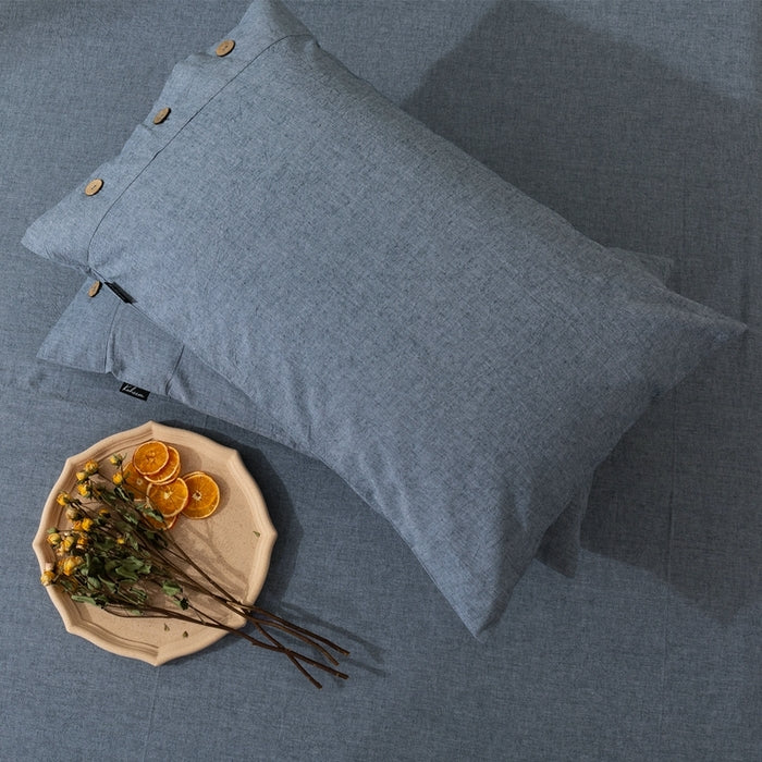 Cotton-Linen Pillowcase Set of 2 48x74cm | French Flax & Cotton Blend | Hidden YKK Zipper | Cool & Breathable Sleep