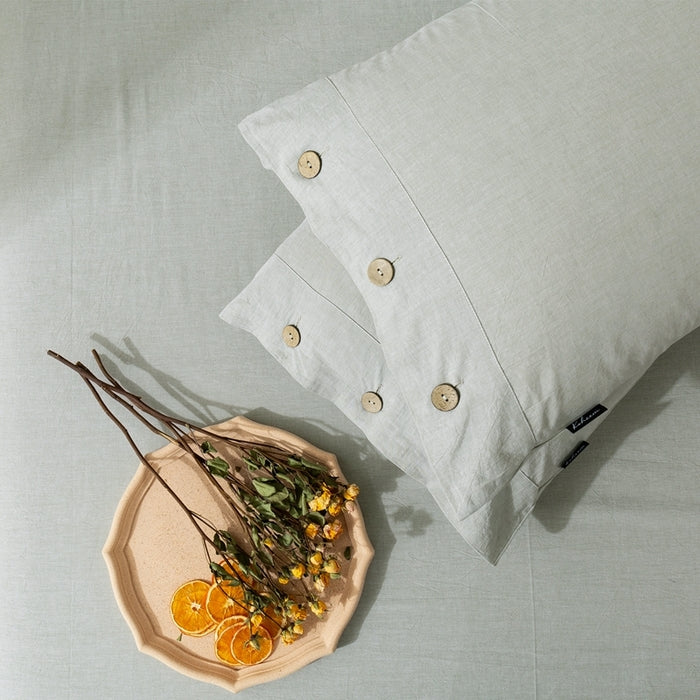 Cotton-Linen Pillowcase Set of 2 48x74cm | French Flax & Cotton Blend | Hidden YKK Zipper | Cool & Breathable Sleep