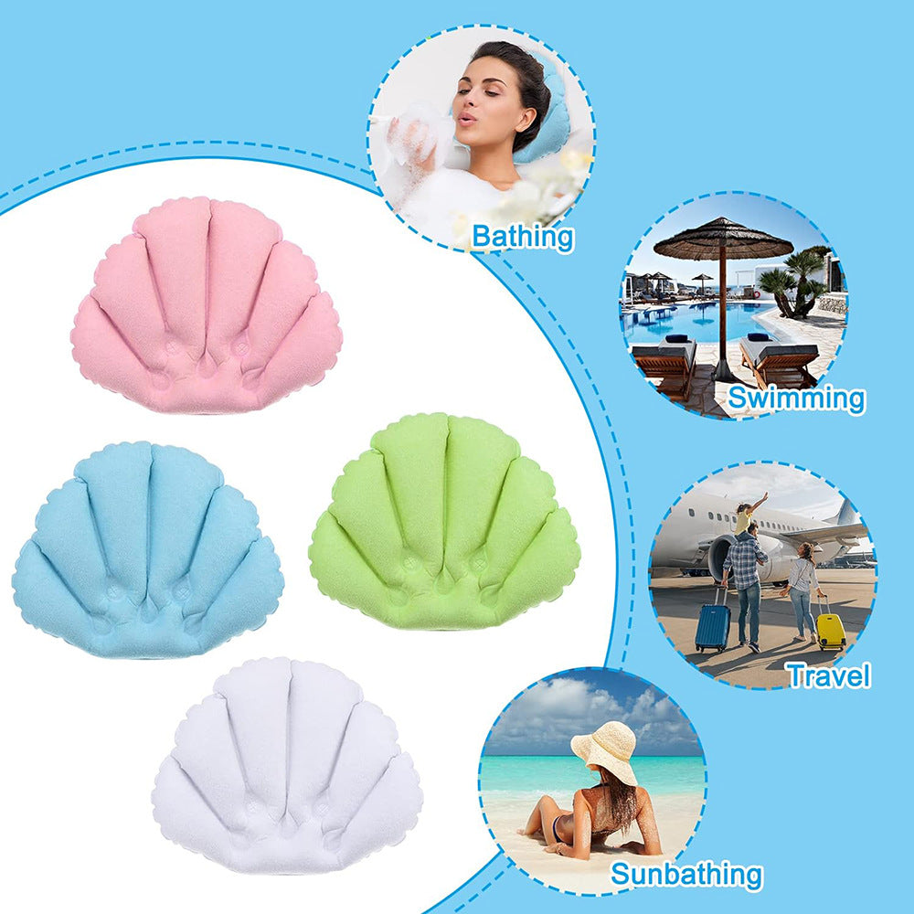 Suction-Cup Bath Pillow | Spa-Grade 3D Air Mesh | Super-Strong Grips | Ergonomic Neck & Back Support | Machine-Washable | 32×25 cm