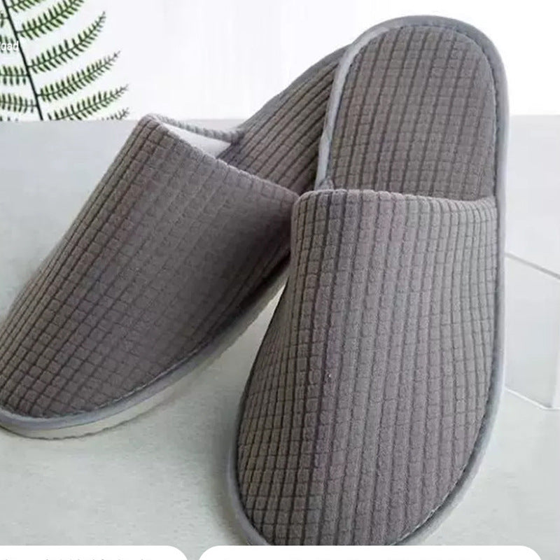 500-Pairs Wholesale Disposable Anti-Slip Slippers – Hotel/Spa Premium, Thick Foam Sole, Velvet Finish, Logo-Print Ready, One-Size Fits All