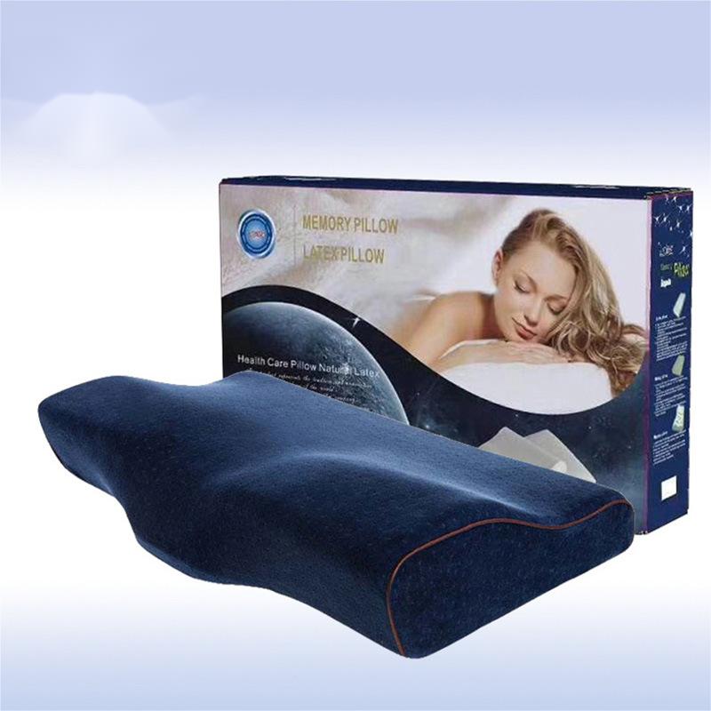 Butterfly Memory Foam Neck Pillow | Cervical Contour for Side/Back Sleepers | Ergonomic Cervical Relief | Washable Cooling Cover | 62*34*12 cm