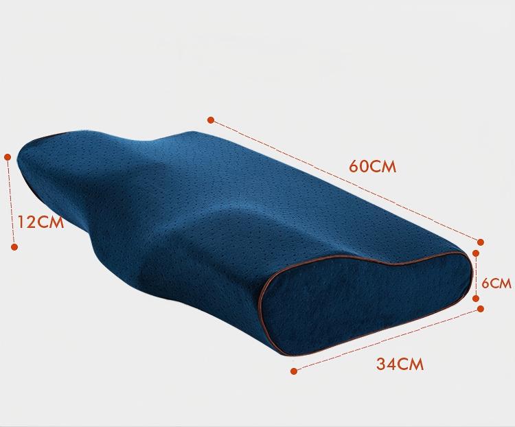 Butterfly Memory Foam Neck Pillow | Cervical Contour for Side/Back Sleepers | Ergonomic Cervical Relief | Washable Cooling Cover | 62*34*12 cm