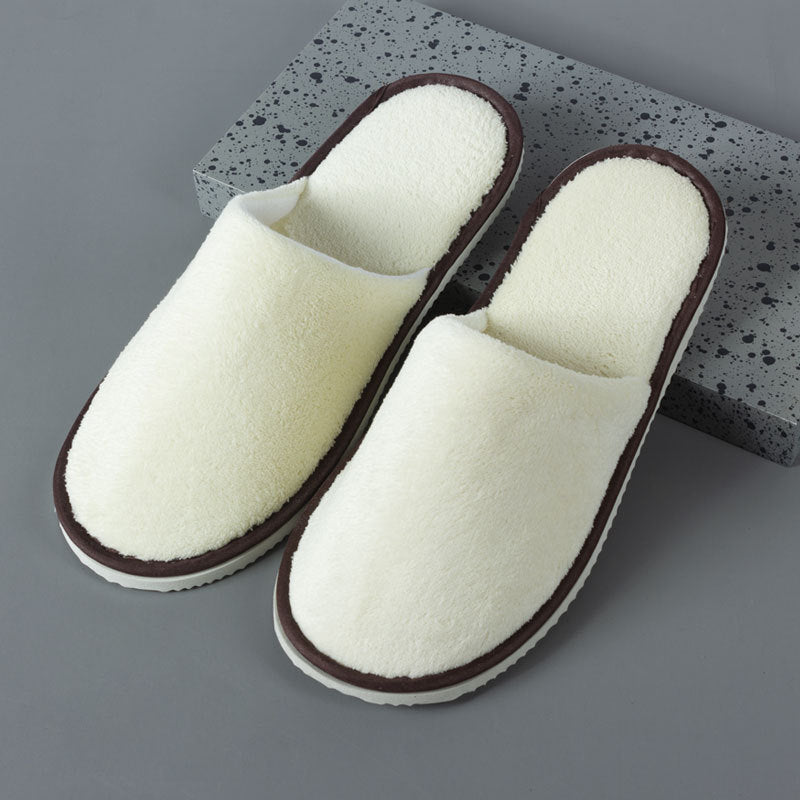 500-Pairs Wholesale Disposable Anti-Slip Slippers – Hotel/Spa Premium, Thick Foam Sole, Velvet Finish, Logo-Print Ready, One-Size Fits All