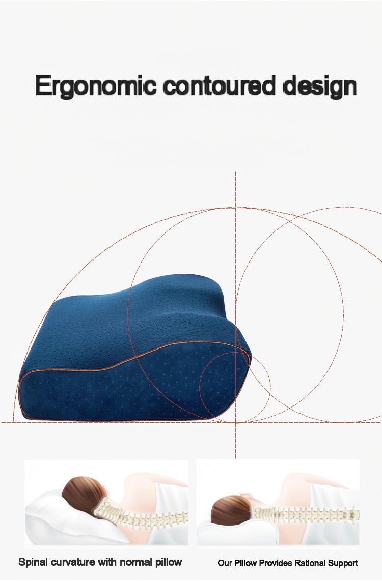 Butterfly Memory Foam Neck Pillow | Cervical Contour for Side/Back Sleepers | Ergonomic Cervical Relief | Washable Cooling Cover | 62*34*12 cm