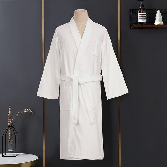 380 gsm Long-Staple Cotton Velour Bathrobe – Lightweight Spa Softness, Shawl Collar, Quick-Dry Hang Loop, Custom Logo, One-Size-Fits-Most